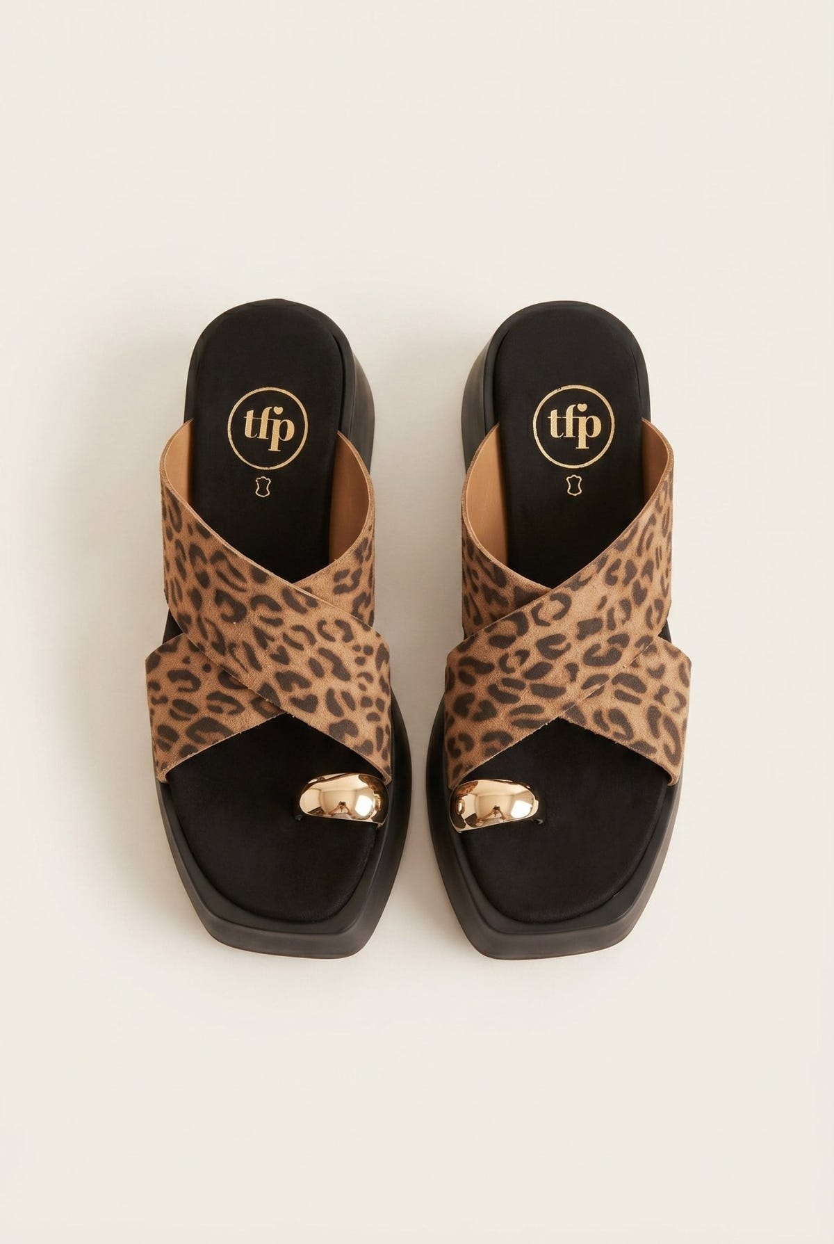 TFP - Platform Toe Ring Sandals - Leopard suede