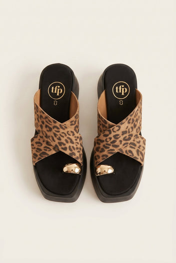 TFP - Platform Toe Ring Sandals - Leopard suede