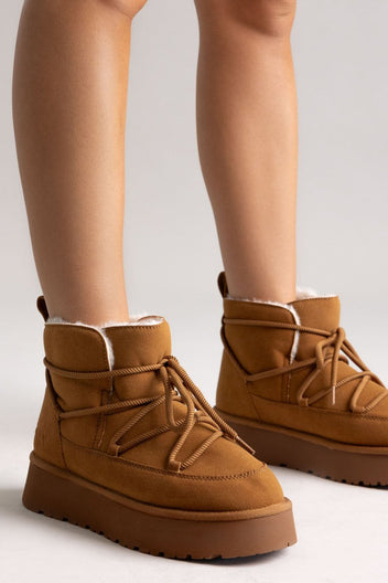 Platform Winter Boots ONLY 15355775 - Camel Suede - thefashionproject.gr - ONLY