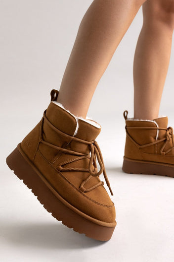 Platform Winter Boots ONLY 15355775 - Camel Suede - thefashionproject.gr - ONLY