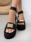 Πλατφόρμες από ψάθα Mariella Fabiani 2424/05 - Μαύρο - thefashionproject.gr - Mariella Fabiani