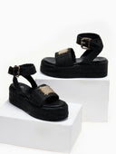 Πλατφόρμες από ψάθα Mariella Fabiani 2424/05 - Μαύρο - thefashionproject.gr - Mariella Fabiani