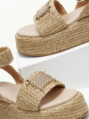 Πλατφόρμες από ψάθα Mariella Fabiani 2424/05 - Μπεζ - thefashionproject.gr - Mariella Fabiani