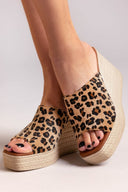 Πλατφόρμες από συνθετικό ponyskin με print Estil - Leopard - thefashionproject.gr - Estil