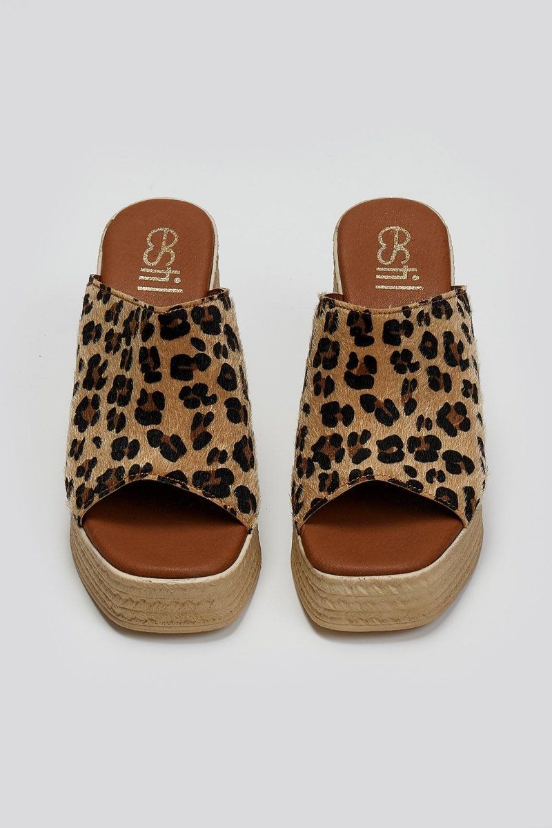 Πλατφόρμες από συνθετικό ponyskin με print Estil - Leopard - thefashionproject.gr - Estil