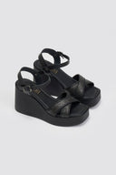 Πλατφόρμες crossover με ψάθα Estil - Μαύρο - thefashionproject.gr - Estil