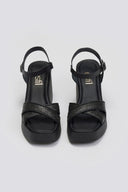 Πλατφόρμες crossover με ψάθα Estil - Μαύρο - thefashionproject.gr - Estil