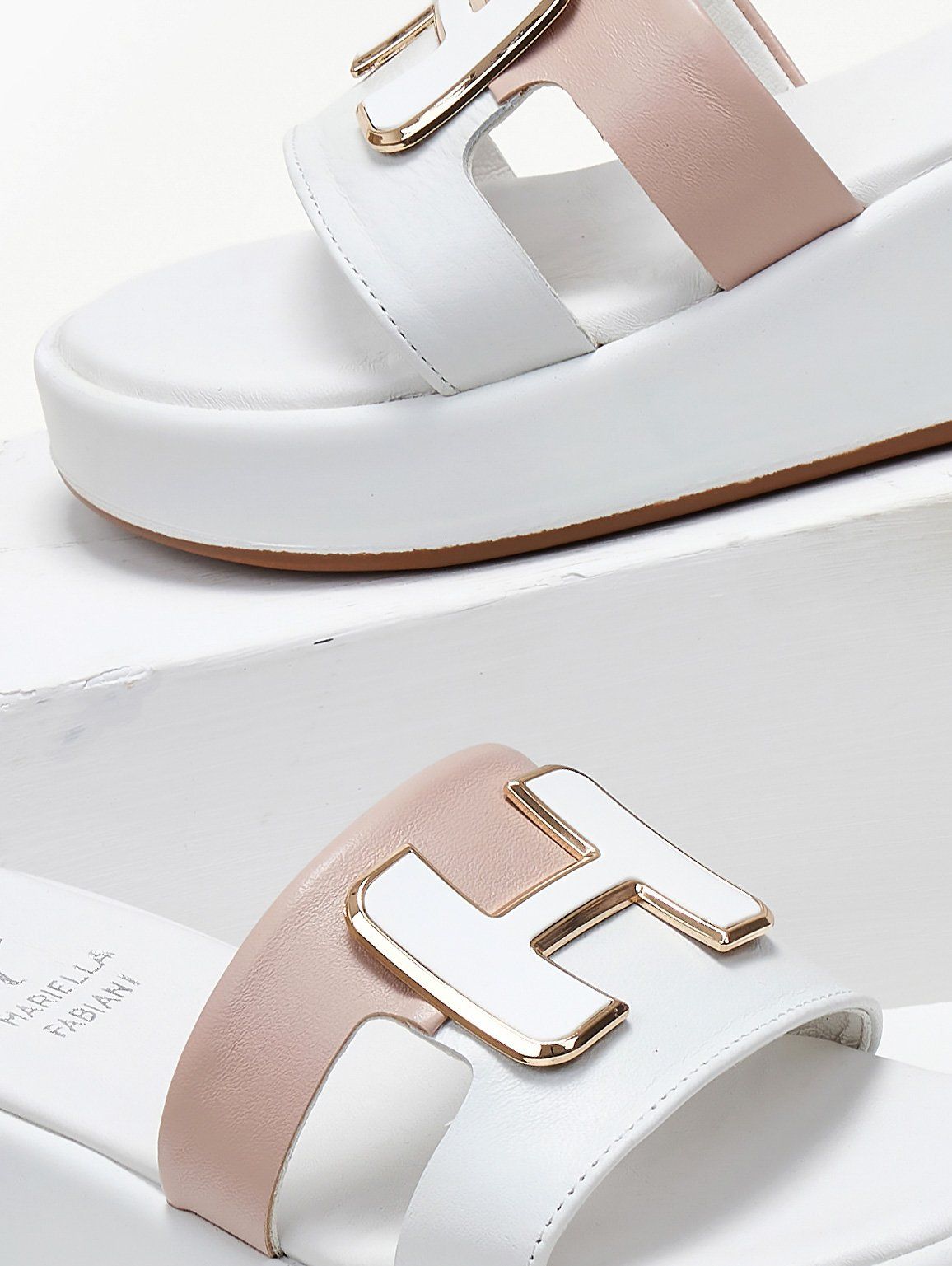 Πλατφόρμες δερμάτινες Mariella Fabiani 2441/75 - Λευκό/Nude - thefashionproject.gr - Mariella Fabiani