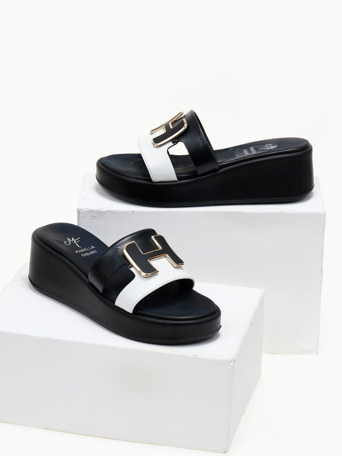 Πλατφόρμες δερμάτινες Mariella Fabiani 2441/75 - Μαύρο - thefashionproject.gr - Mariella Fabiani