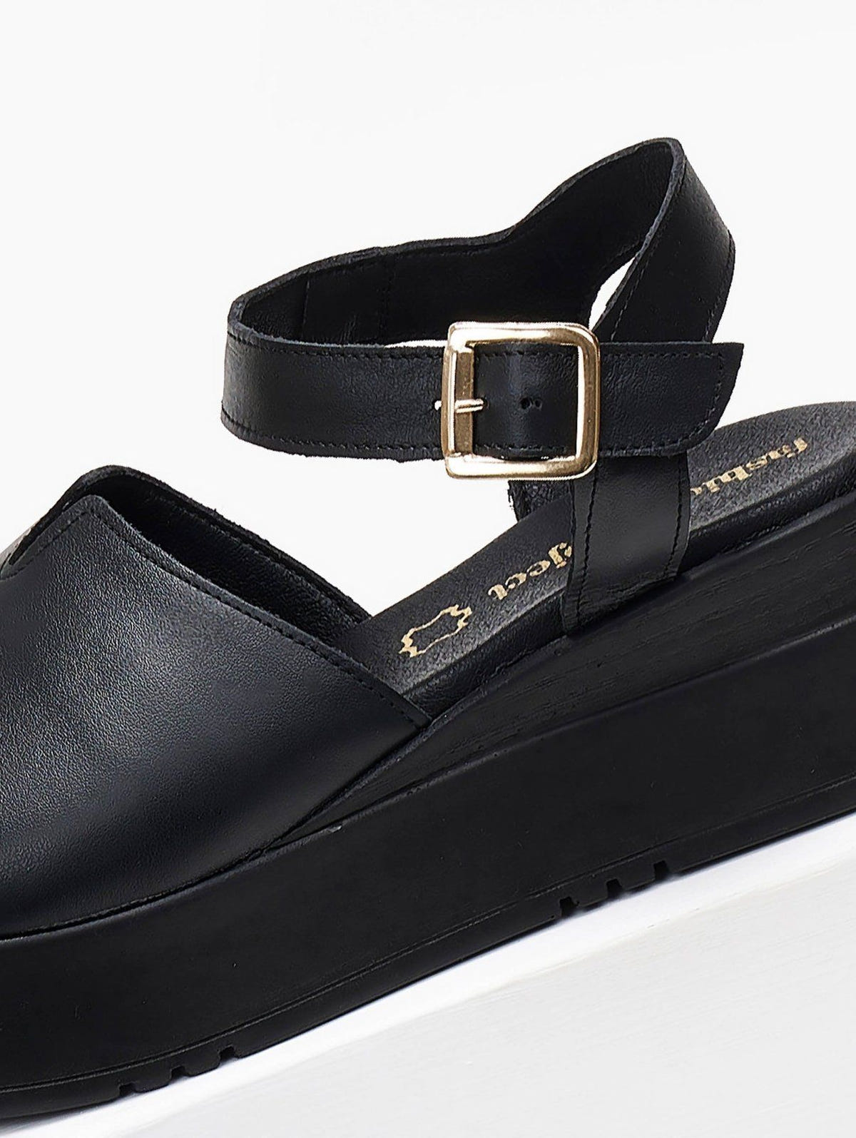 Πλατφόρμες δερμάτινες με άνοιγμα tfp - Μαύρο - thefashionproject.gr - TFP