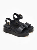 Πλατφόρμες δερμάτινες με φαρδιά φάσα tfp - Μαύρο - thefashionproject.gr - TFP