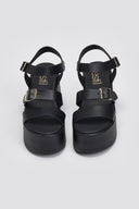 Πλατφόρμες δερμάτινες με μπαρέτα Estil - Μαύρο - thefashionproject.gr - Estil