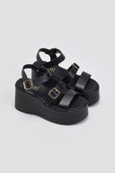 Πλατφόρμες δερμάτινες με μπαρέτα Estil - Μαύρο - thefashionproject.gr - Estil