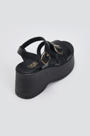 Πλατφόρμες δερμάτινες με μπαρέτα Estil - Μαύρο - thefashionproject.gr - Estil