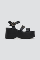 Πλατφόρμες δερμάτινες με μπαρέτα Estil - Μαύρο - thefashionproject.gr - Estil