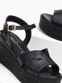 Πλατφόρμες δερμάτινες με μπαρέτα tfp - Μαύρο - thefashionproject.gr - TFP