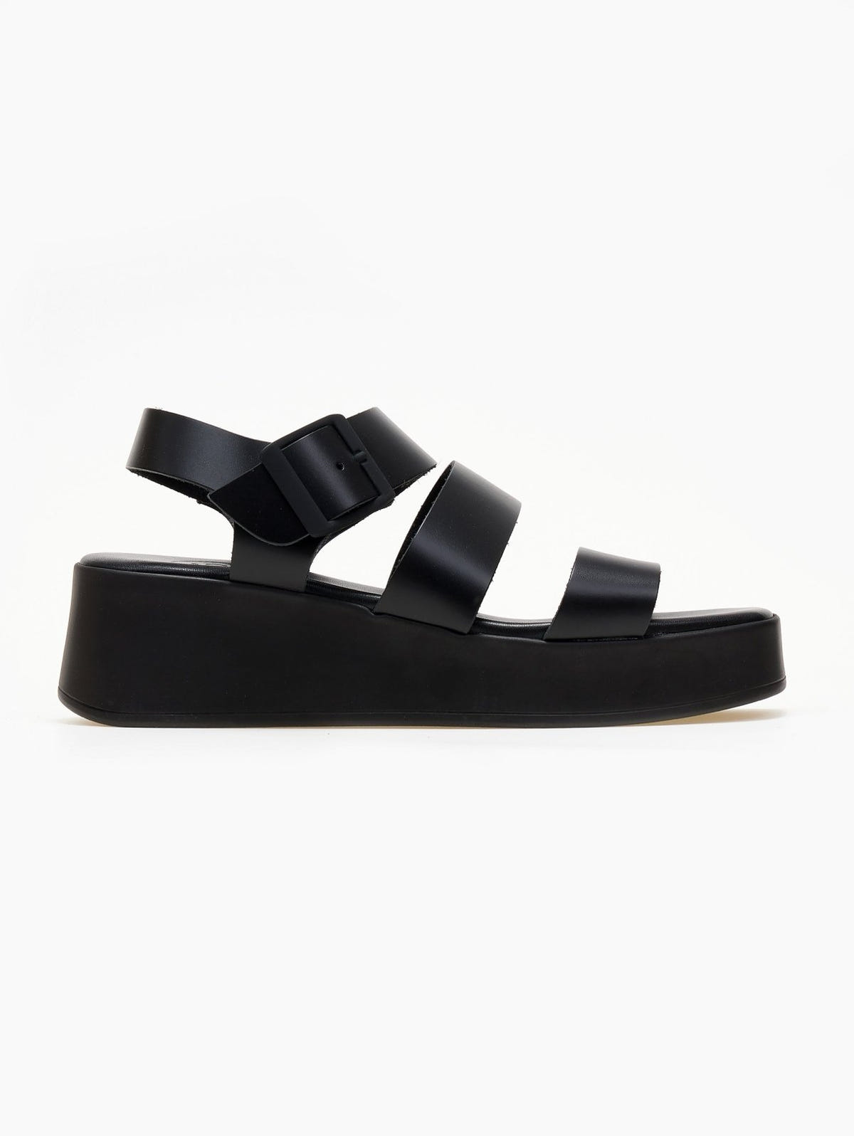 Πλατφόρμες δερμάτινες με μπαρέτα TFP - Μαύρο - thefashionproject.gr - TFP