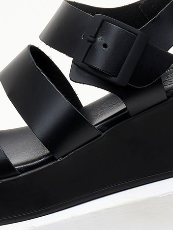 Πλατφόρμες δερμάτινες με μπαρέτα TFP - Μαύρο - thefashionproject.gr - TFP