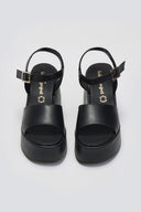Πλατφόρμες δερμάτινες με μπαρέτα TFP - Μαύρο - thefashionproject.gr - TFP