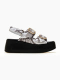 Πλατφόρμες δερμάτινες με print TFP - Μαύρο/Μπεζ - thefashionproject.gr - TFP