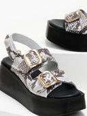 Πλατφόρμες δερμάτινες με print TFP - Μαύρο/Μπεζ - thefashionproject.gr - TFP