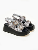 Πλατφόρμες δερμάτινες με print TFP - Μαύρο/Μπεζ - thefashionproject.gr - TFP