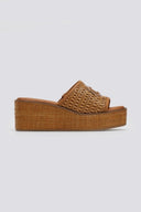 Πλατφόρμες δερμάτινες με ψάθα CARMELA 162235 - Κάμελ - thefashionproject.gr - CARMELA
