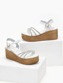 Πλατφόρμες δερμάτινες με στρας estil - Λευκό - thefashionproject.gr - Estil
