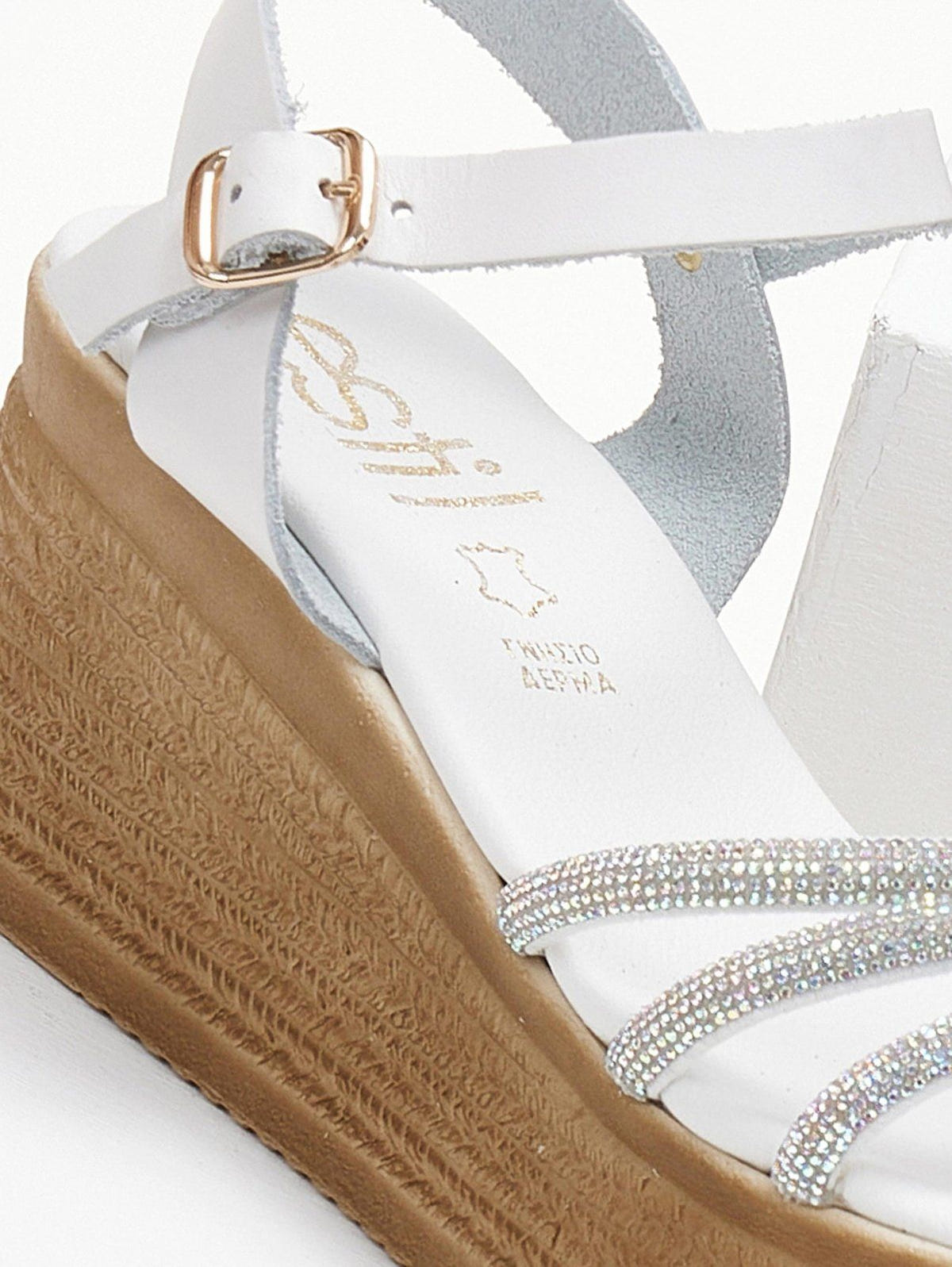 Πλατφόρμες δερμάτινες με στρας estil - Λευκό - thefashionproject.gr - Estil