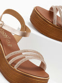 Πλατφόρμες δερμάτινες με στρας estil - Χαλκός - thefashionproject.gr - Estil