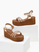 Πλατφόρμες δερμάτινες με στρας estil - Χαλκός - thefashionproject.gr - Estil