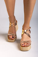 Πλατφόρμες δερμάτινες με στρας ESTIL - Χαλκός - thefashionproject.gr - Estil