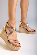 Πλατφόρμες δερμάτινες με στρας ESTIL - Χαλκός - thefashionproject.gr - Estil