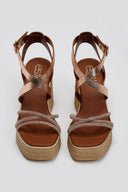 Πλατφόρμες δερμάτινες με στρας ESTIL - Χαλκός - thefashionproject.gr - Estil