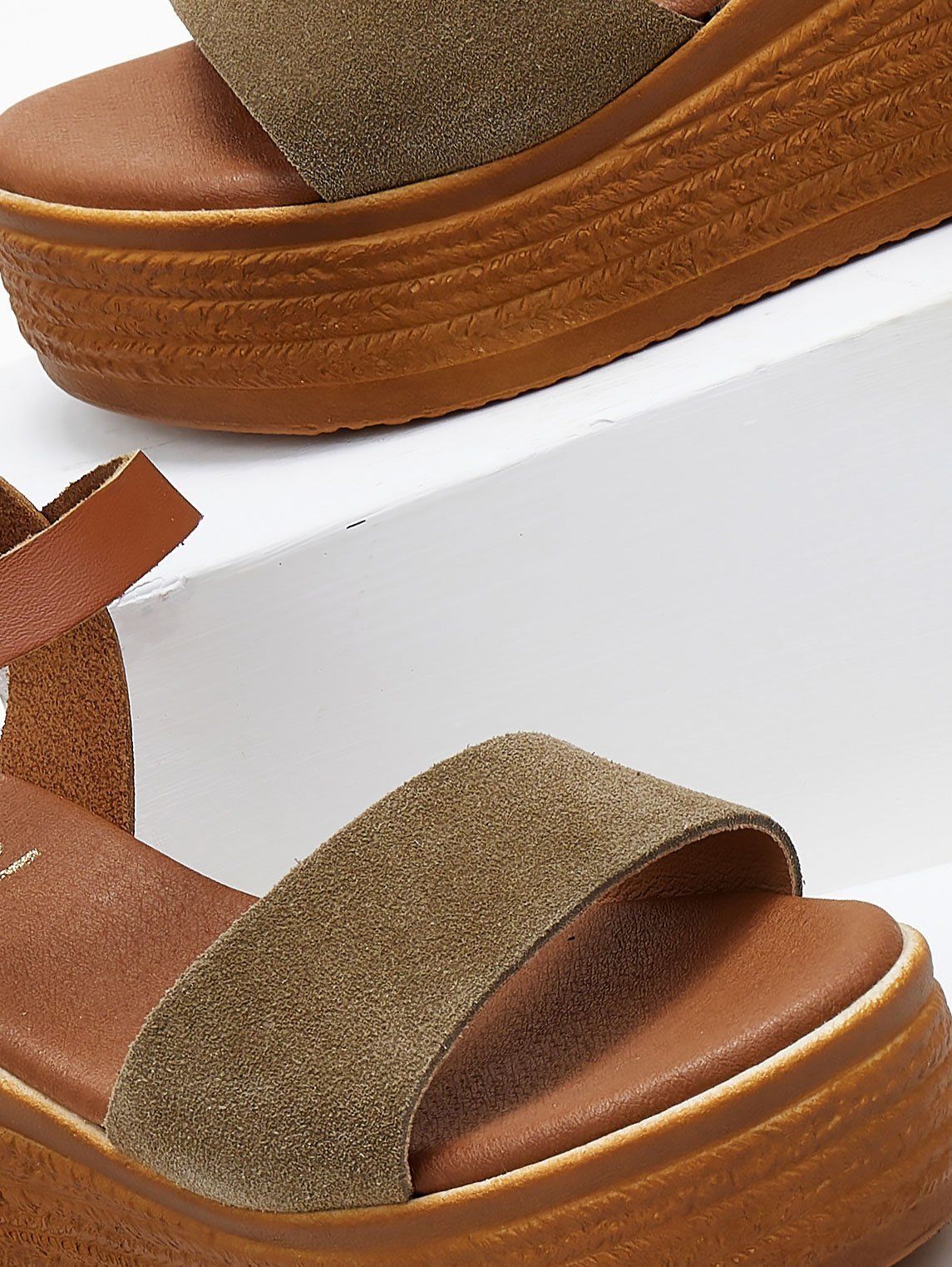 Πλατφόρμες καστόρινες με μπαρέτα Estil - Λαδί - thefashionproject.gr - Estil