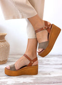Πλατφόρμες καστόρινες με μπαρέτα Estil - Λαδί - thefashionproject.gr - Estil