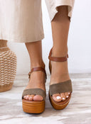 Πλατφόρμες καστόρινες με μπαρέτα Estil - Λαδί - thefashionproject.gr - Estil