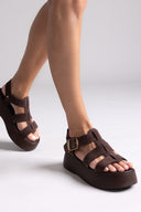 Πλατφόρμες καστόρινες με τοκά Estil - Καφέ - thefashionproject.gr - Estil