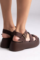 Πλατφόρμες καστόρινες με τοκά Estil - Καφέ - thefashionproject.gr - Estil
