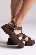 Πλατφόρμες καστόρινες με τοκά Estil - Καφέ - thefashionproject.gr - Estil