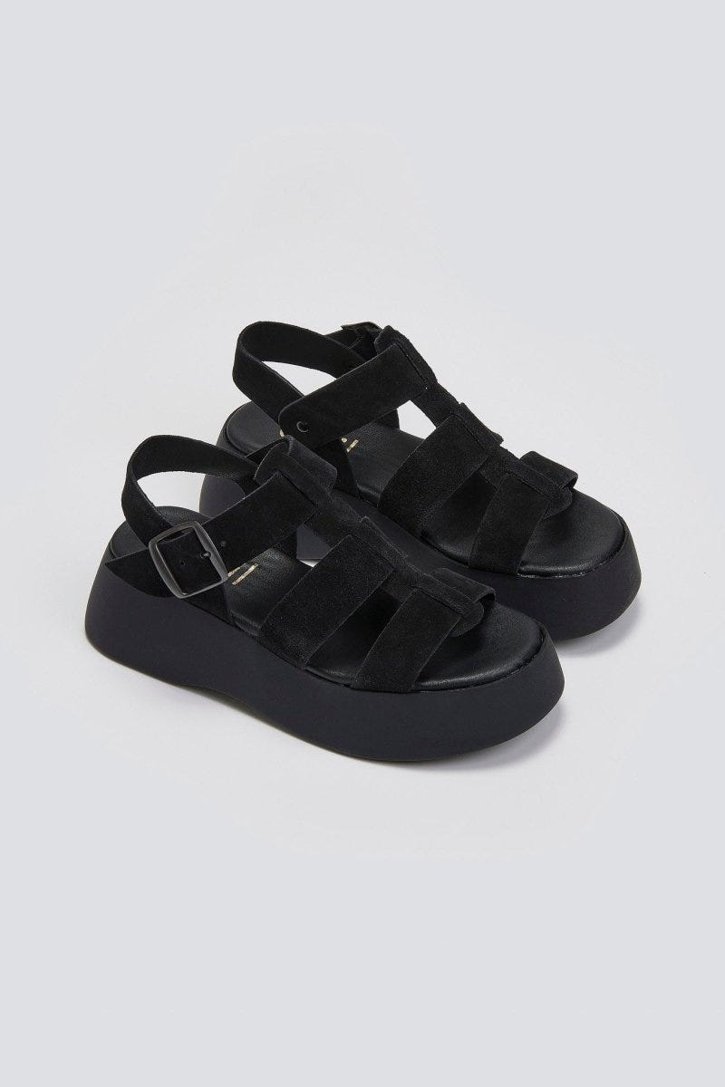 Πλατφόρμες καστόρινες με τοκά Estil - Μαύρο - thefashionproject.gr - Estil