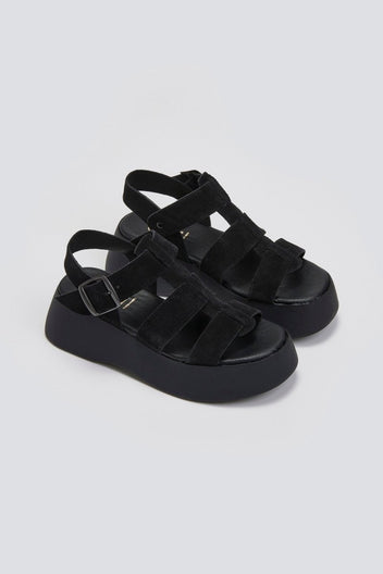 Πλατφόρμες καστόρινες με τοκά Estil - Μαύρο - thefashionproject.gr - Estil