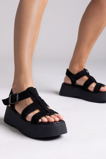 Πλατφόρμες καστόρινες με τοκά Estil - Μαύρο - thefashionproject.gr - Estil