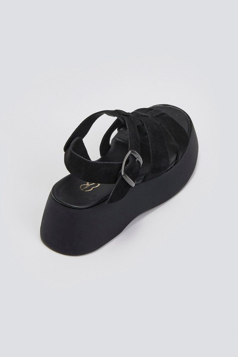 Πλατφόρμες καστόρινες με τοκά Estil - Μαύρο - thefashionproject.gr - Estil