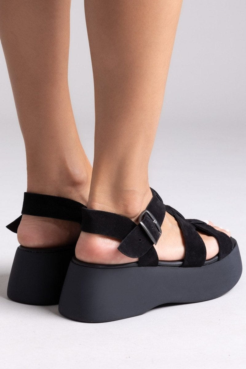 Πλατφόρμες καστόρινες με τοκά Estil - Μαύρο - thefashionproject.gr - Estil