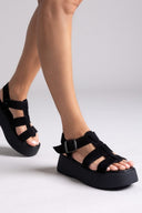Πλατφόρμες καστόρινες με τοκά Estil - Μαύρο - thefashionproject.gr - Estil