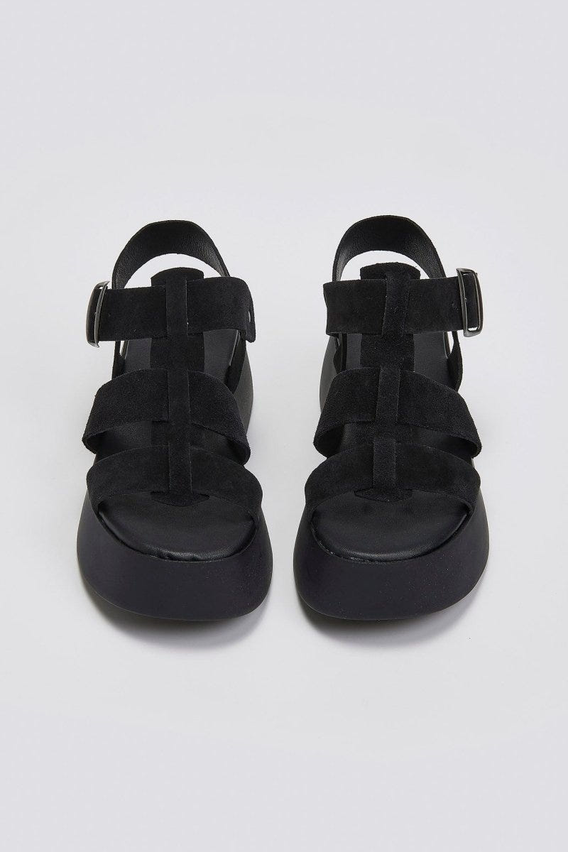 Πλατφόρμες καστόρινες με τοκά Estil - Μαύρο - thefashionproject.gr - Estil