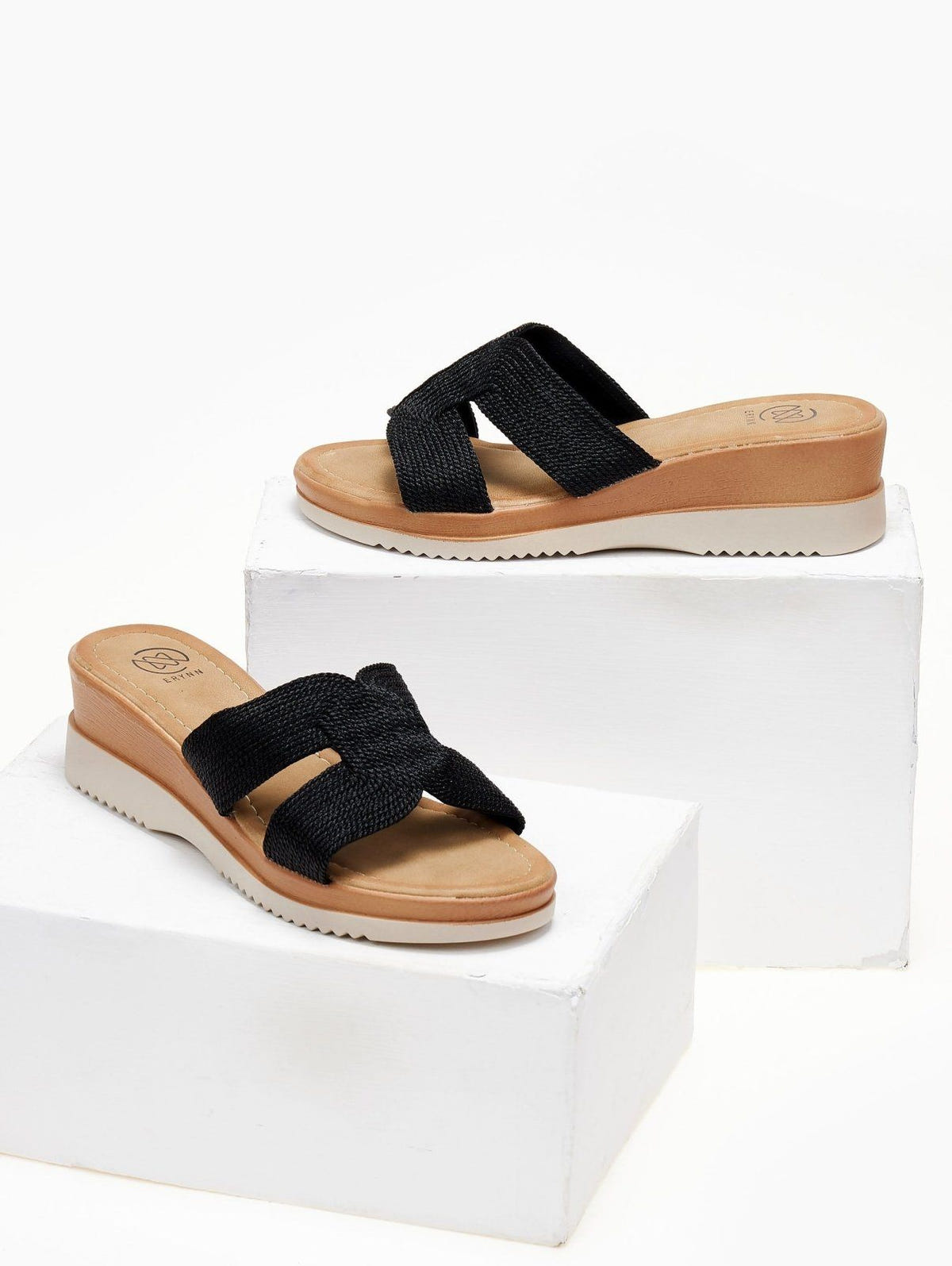 Πλατφόρμες με ανοίγματα στη φάσα ERYNN - Μαύρο - thefashionproject.gr - ERYNN
