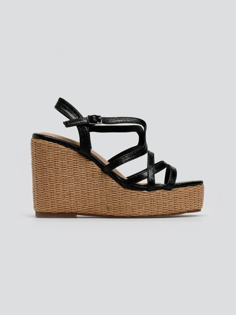 Straw Sole Platforms - Black