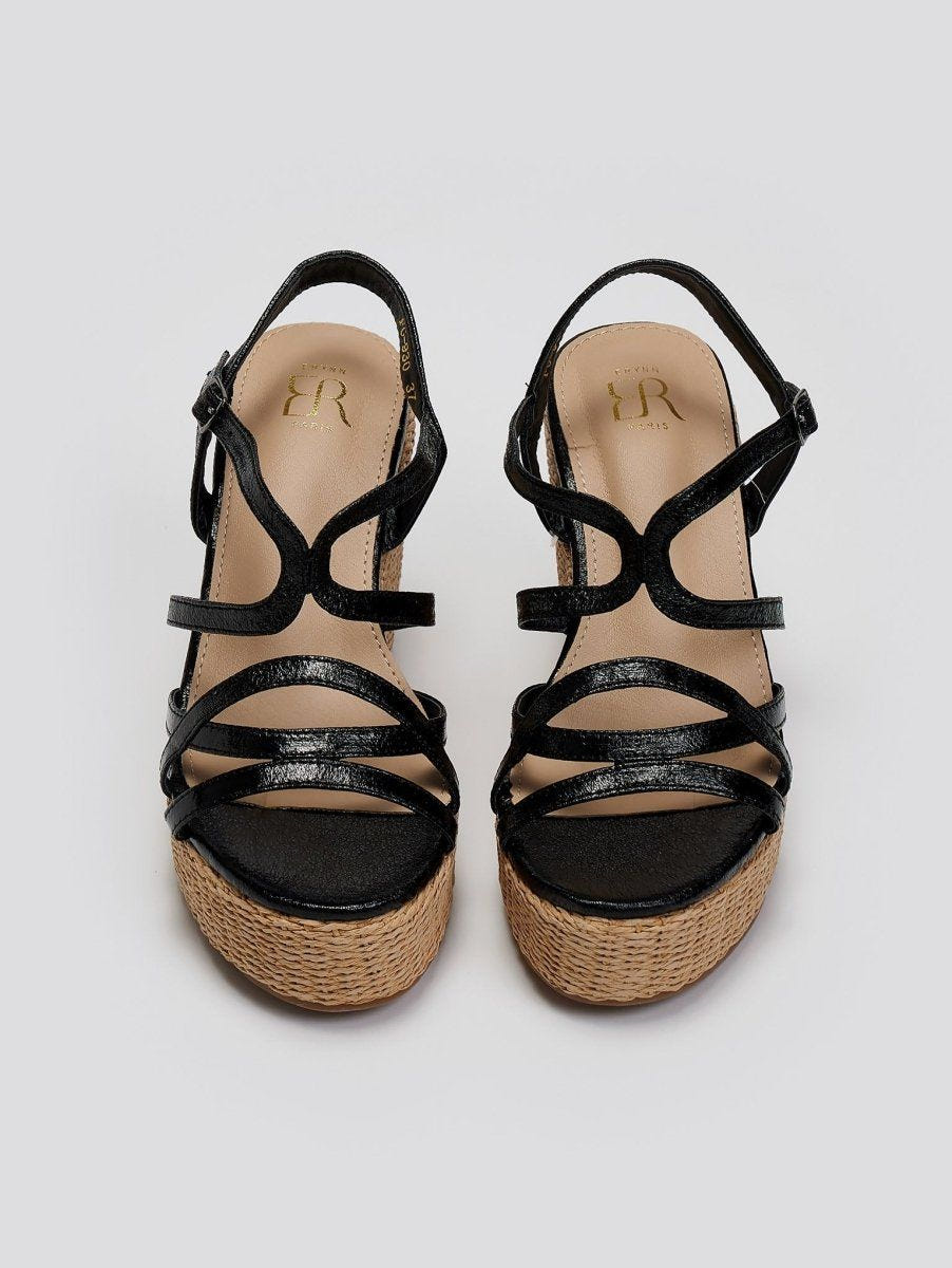Πλατφόρμες με ψάθα στη σόλα ERYNN - Μαύρο - thefashionproject.gr - ERYNN